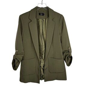 ONLY Olive Green Women's Blazer With Rolled Sleeves & Pockets Size 38 Medium